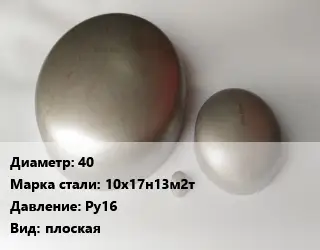 Заглушка нержавеющая 40 Сталь: 10х17н13м2т Ру16 плоская